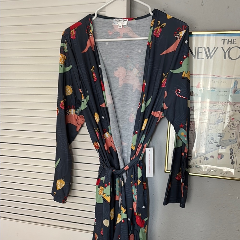 Dinosaur Print Robe with Belt
